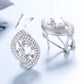 14K Rose Gold and 14K White Gold Two Row Halo Omega Backing Earrings