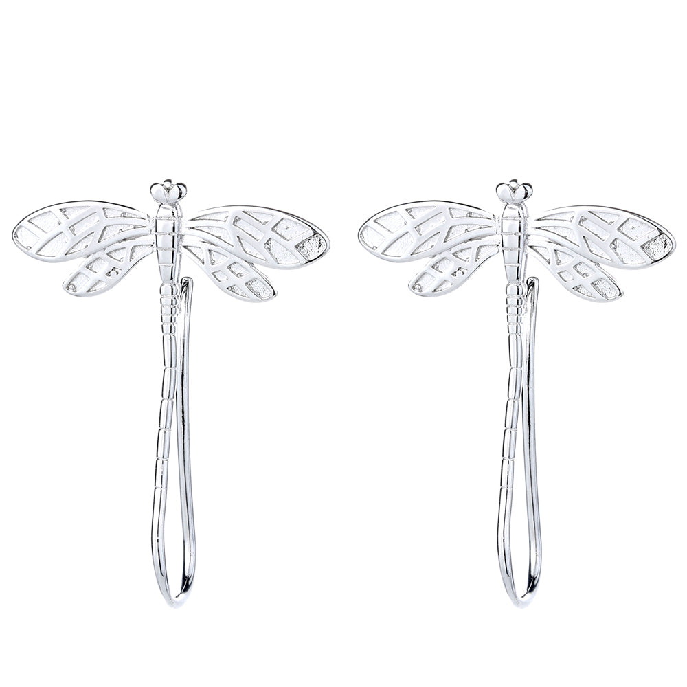Sterling Silver and 14K Gold Dangle Dragonfly Earrings