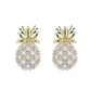 Amy and Annette 18K Gold Pineapple Studs with Simulated Diamonds