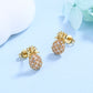 Amy and Annette 18K Gold Pineapple Studs with Simulated Diamonds