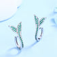 Sterling Silver Crystal Sprout Huggie Earrings