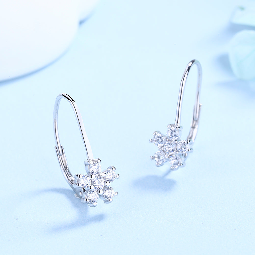 Amy and Annette Lever Back Earrings with Crystals in 18K Gold