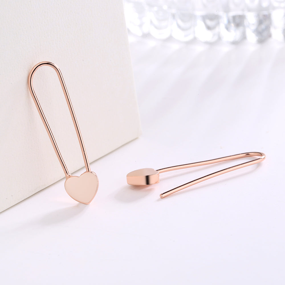 14k Rose Gold or Sterling Silver Heart Paper Clip earring