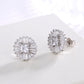 Simulated Diamond Halo Earrings in Sterling Silver