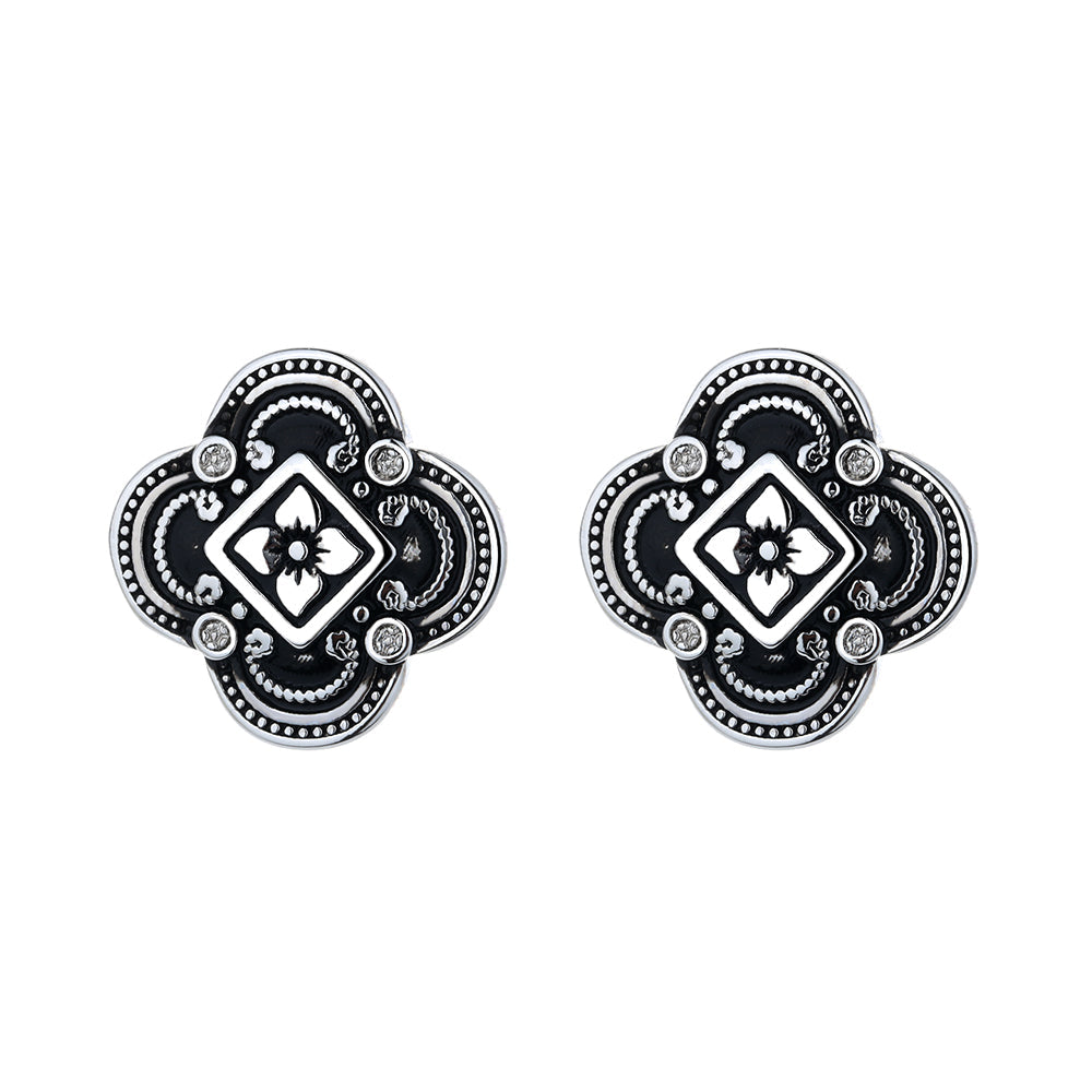 Amy and Annette Artisan Sterling Silver Floral Earrings