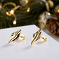 14K Gold And Sterling Silver Hammered Earrings