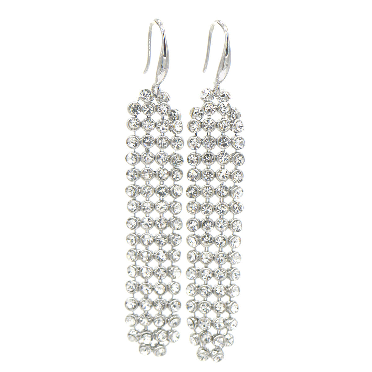 Mesh Crystal Drop and Dangle Earrings in 14K White Gold