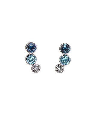 Sterling Silver Ombre Earrings with Simulated Diamonds