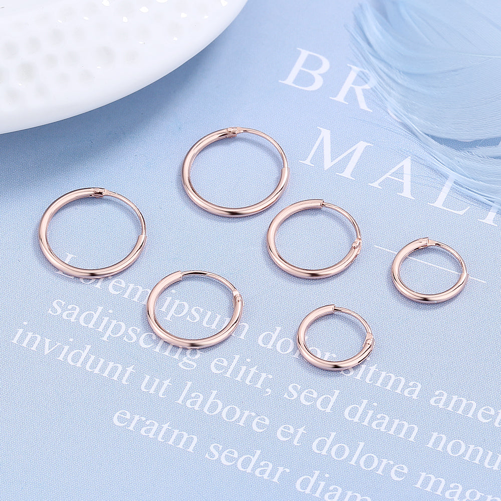 Amy and Annette 14K Gold over Sterling Silver Hoop Earrings Set of 3 Sizes