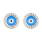 Sterling Silver Evil Eye Earrings with Simulated Diamonds