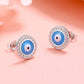 Sterling Silver Evil Eye Earrings with Simulated Diamonds