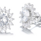 Simulated Diamond Sterling Silver Halo Flower Stud Earrings