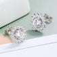 Simulated Diamond Sterling Silver Halo Flower Stud Earrings