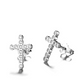 Sterling Silver Dainty Cross Earrings With Crystals