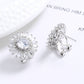 Simulated Diamond Brilliant and Emerald Cut Double Halo Stud Earrings in 14K White Gold