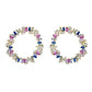 Sterling Silver Multi-Color J Hoop Earring with Crystals