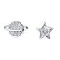 Sterling Silver Star and Planet Earrings with Simulated Diamonds