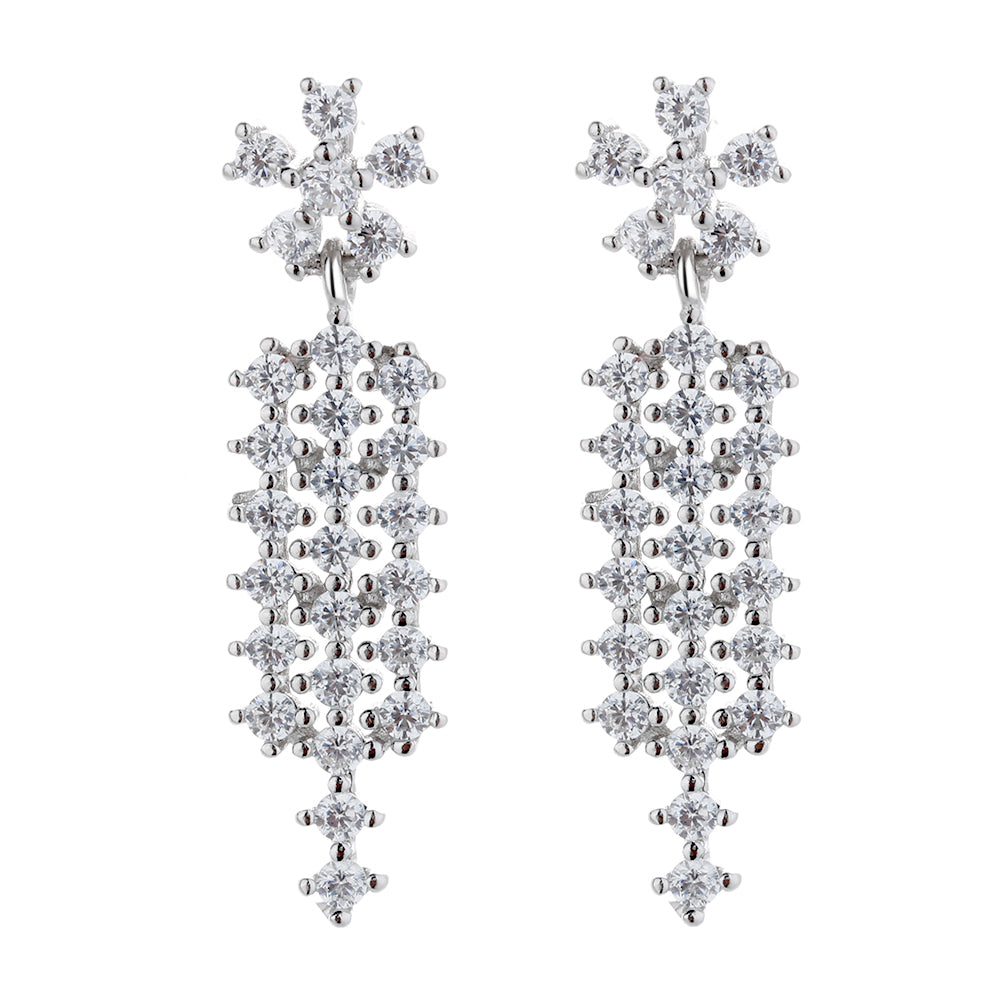 Sterling Silver Drop earring with Simulated Diamonds
