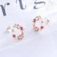 14K Gold and  Sterling Silver Opal and Resin Open Flower earrings with Crystals