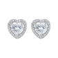Sterling Silver Heart Halo Earrings with Simulated Diamonds