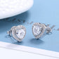 Sterling Silver Heart Halo Earrings with Simulated Diamonds