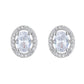 Sterling Silver Oval Halo Earrings with crystals