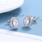 Sterling Silver Oval Halo Earrings with crystals