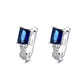 Sterling Silver Sapphire and 14K Gold Emerald Huggie Earring