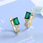 Sterling Silver Sapphire and 14K Gold Emerald Huggie Earring