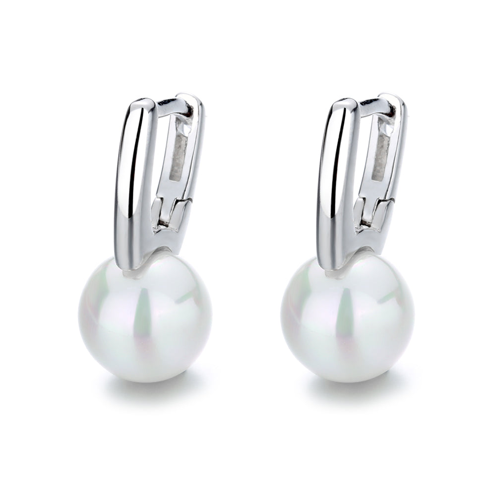 Amy and Annette 14k Gold or Sterling Silver Cultured Pearl Huggie Earring