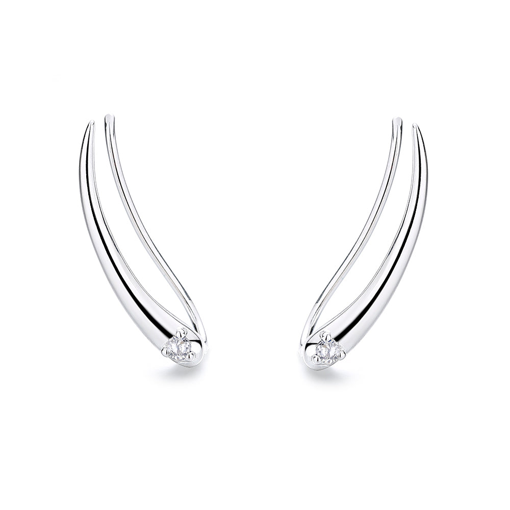 18K White Gold Climber with Genuine Crystals