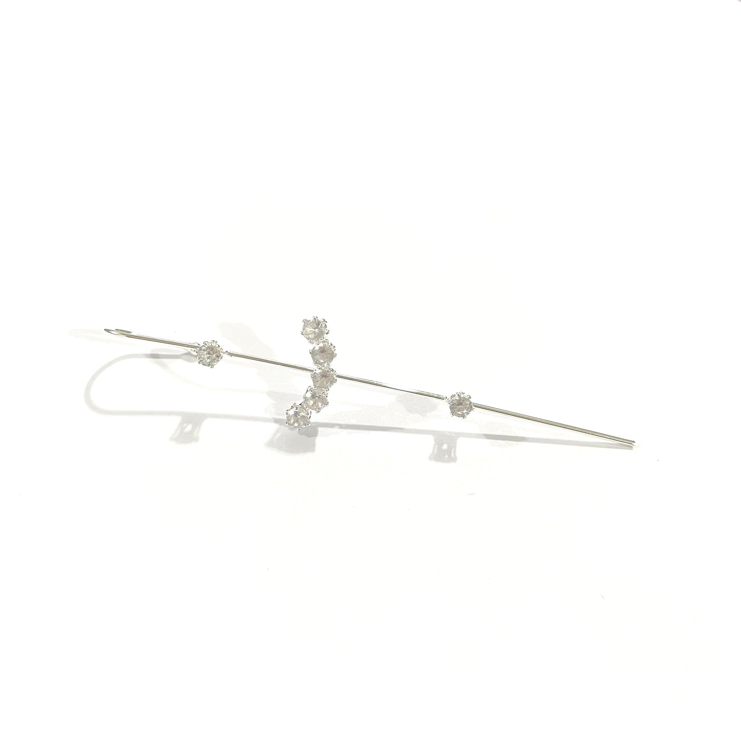 14k Gold Plated Pull-Through Climber Crawler Earring with crystals