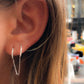 14k Gold and Sterling Silver Double Huggie Chain Earrings with Crystals