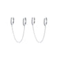 14k Gold and Sterling Silver Double Huggie Chain Earrings with Crystals