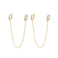 14k Gold and Sterling Silver Double Huggie Chain Earrings with Crystals
