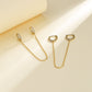 14k Gold and Sterling Silver Double Huggie Chain Earrings with Crystals