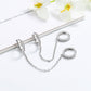 14k Gold and Sterling Silver Double Huggie Chain Earrings with Crystals