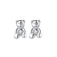 Amy and Annette Sterling Silver Bear Earrings with Simulated Diamonds
