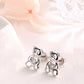 Amy and Annette Sterling Silver Bear Earrings with Simulated Diamonds