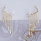 18K Gold Graduated Dangle Ear cuff with Genuine Crystals