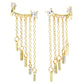 18K Gold Graduated Dangle Ear cuff with Genuine Crystals