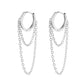 14K Gold Huggie Hoop Double Chain Drop Earring