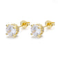 Amy and Annette 14K Gold and Sterling Silver Simulated Diamond Crown Stud Earrings