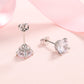 Amy and Annette 14K Gold and Sterling Silver Simulated Diamond Crown Stud Earrings