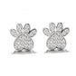 Sterling Silver and 14K Rose Gold Plated Crystal Paw Stud Earrings