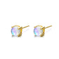14k Gold and Sterling Silver with Moonstone Stud Earrings
