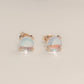 14k Gold and Sterling Silver with Moonstone Stud Earrings