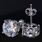 14K Gold Over Sterling Silver and Sterling Silver Genuine Crystal Round Stud Earring