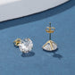14K Gold Over Sterling Silver and Sterling Silver Genuine Crystal Round Stud Earring