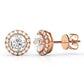 Amy and Annette 14K Gold or Sterling Silver Round Halo Earrings with Crystals